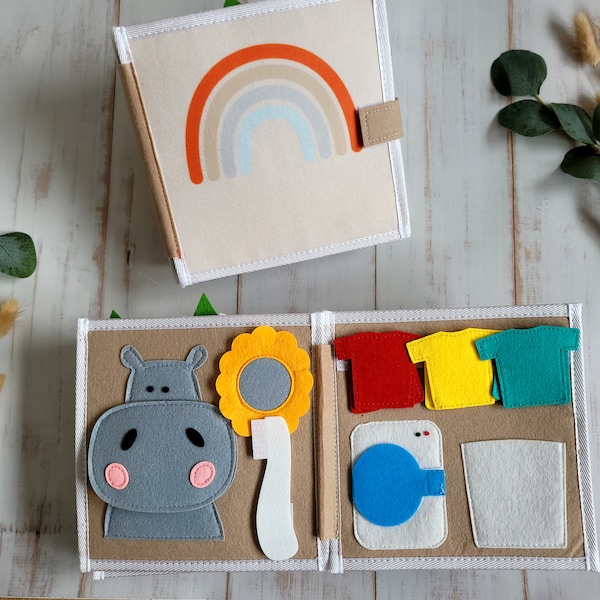 Libro tranquillo Montessori / Libro in feltro / Libro occupato con giocattoli Montessori