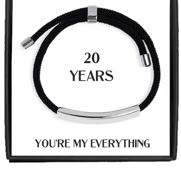 20th Anniversary Gift for Husband, 20 Year Wedding Anniversary Gifts for Him Husband, 20th Wedding Anniversary Bracelet