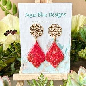 Polymer clay earrings/polymer clay/summer jewelry/bougie/clay jewelry/hostess gift/statement earrings/handmade/boho/pink earrings/orange