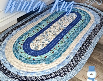 Snowflake Jelly Roll Rug: Winter Holiday Decor (46x28 inches)