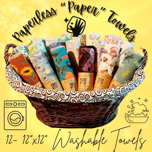 Paperless "Paper" Towels, Washable Paper Towels, Paper towels, Reusable paper towel, Kitchen towel