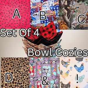 Reversible Bowl Cozy: Set of 4 Handmade Cotton Hot And Cold Pot Holder