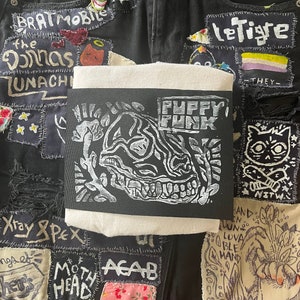Puppy Punk Lino Print Patch