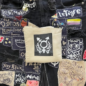 Trans Lino Print Punk Patch