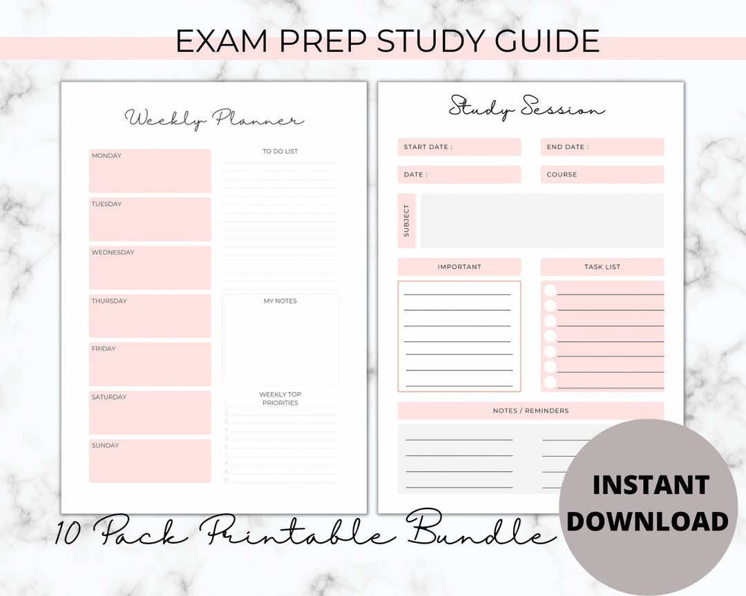 Student Exam Prep | Printable Student Planner | College Study ...
