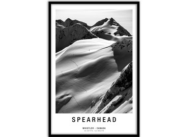 Whistler Spearhead Traverse Ski Poster | Whistler Ski Poster, Whistler Art, Whistler Print, Backcountry Skiing, Snow Covered Peaks