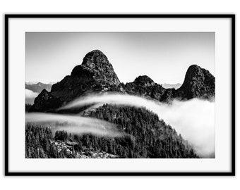 Vancouver Lions in Cloud Photo Print | Sea to Sky Art, West Coast Art, Howe Sound Crest, Vancouver Print, BC Art, BC Hiking, Vancouver Hike