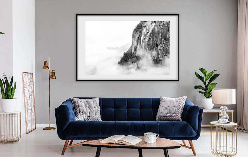 Squamish Chief in Cloud Photo Print Squamish Art, Stawamus Chief, Sea to Sky Art, West Coast Art, Chief Black & White, Squamish Print image 2