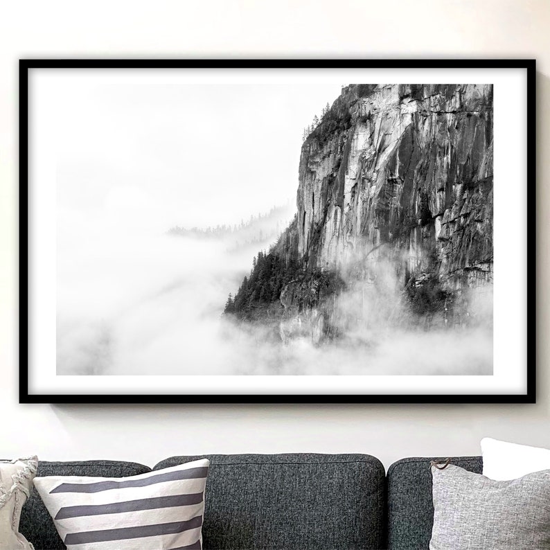 Squamish Chief in Cloud Photo Print Squamish Art, Stawamus Chief, Sea to Sky Art, West Coast Art, Chief Black & White, Squamish Print image 3