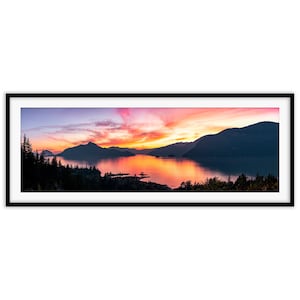 BC Coast Sunset Wall Print (36x12&quot;) | Squamish Art, Stawamus Chief, Sea to Sky Art, West Coast Art, Squamish Print, Lions Bay Print