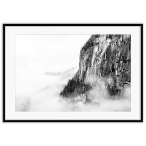 Squamish Chief in Cloud | Photography, Poster, Outdoor photography, Landscape photography, Black and White Photography