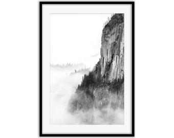 Squamish Chief in Cloud Photo Print | Squamish Art, Stawamus Chief, Sea to Sky Art, West Coast Art, Chief Black & White, Squamish Print