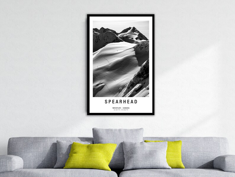 Whistler Spearhead Traverse Ski Poster Whistler Ski Poster, Whistler Art, Whistler Print, Backcountry Skiing, Snow Covered Peaks image 3