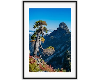 West Lion peak on the Howe Sound Crest Trail Wall Print| Vancouver Mountains, Grouse Mountain, North Shore, Lions Bay, Vancouver Lions