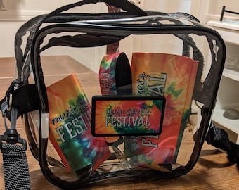 Concert Survival Kit: Clear Stadium Tote Bag, Magnetic Can Cooler, Wristlet