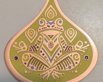 Zen Frog Copper Drop - Enamel Badge - 3 Inch xx/25 UV Glow