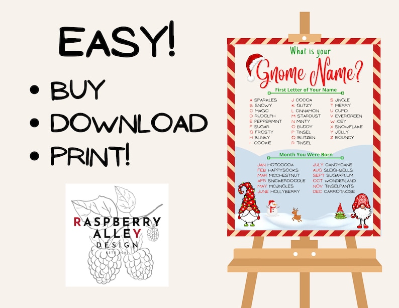 Gnome Name Party Game for Kids and Adults Etsy