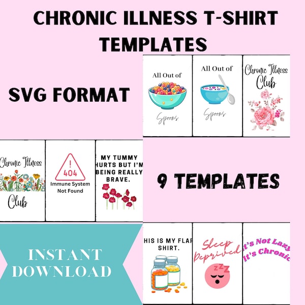 Printable Chronic Illness T-shirts Tee Templates -Invisible Illness Club Spoonie - Spoon Theory | Instant Digital Download Canva Template