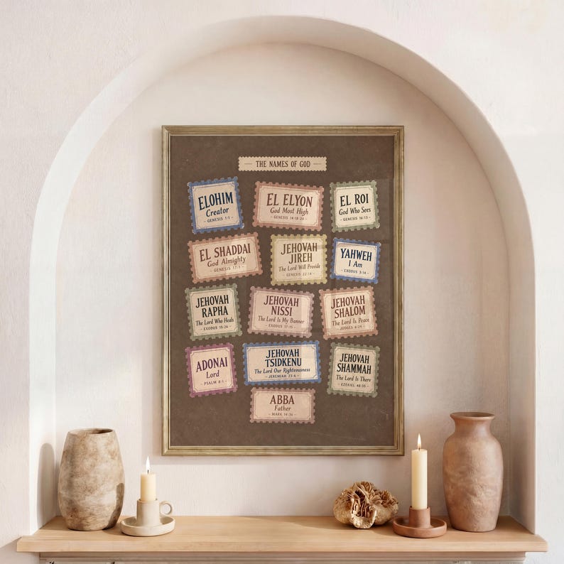 Names of God Printable Wall Art | Vintage Christian Nursery Decor ...