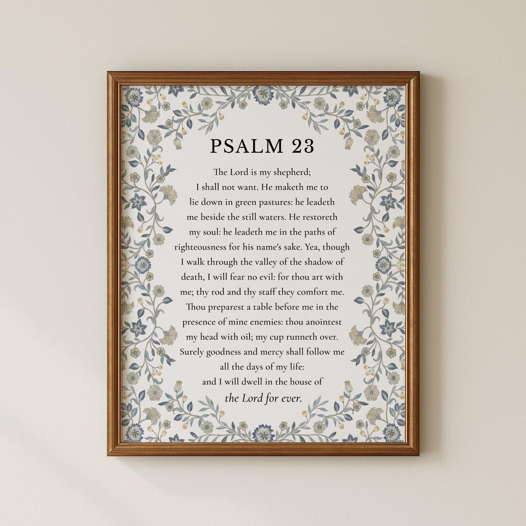 Psalm 23 Wall Art Printable, Bible Verse Print, Christian Wall Decor ...
