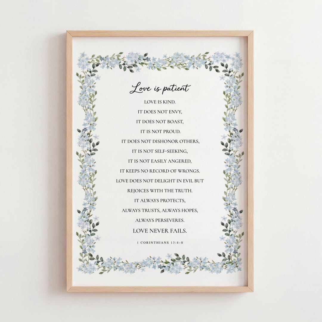 Love is Patient Print, 1 Corinthians 13 Wall Art, Christian Wedding ...