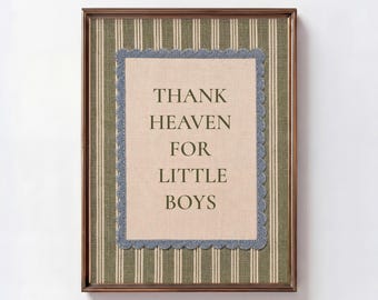Thank Heaven For Little Boys | Baby Boy Nursery Wall Art Printable | Christian Nursery Decor | Sage Green Vintage Digital Download