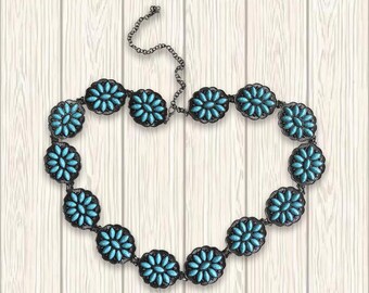 Adjustable turquoise belt,kids turquoise chain belt,Turquoise Jewelry,Turquoise Chain Link Belt,Turquoise Concho Belt,western belt ,28inches