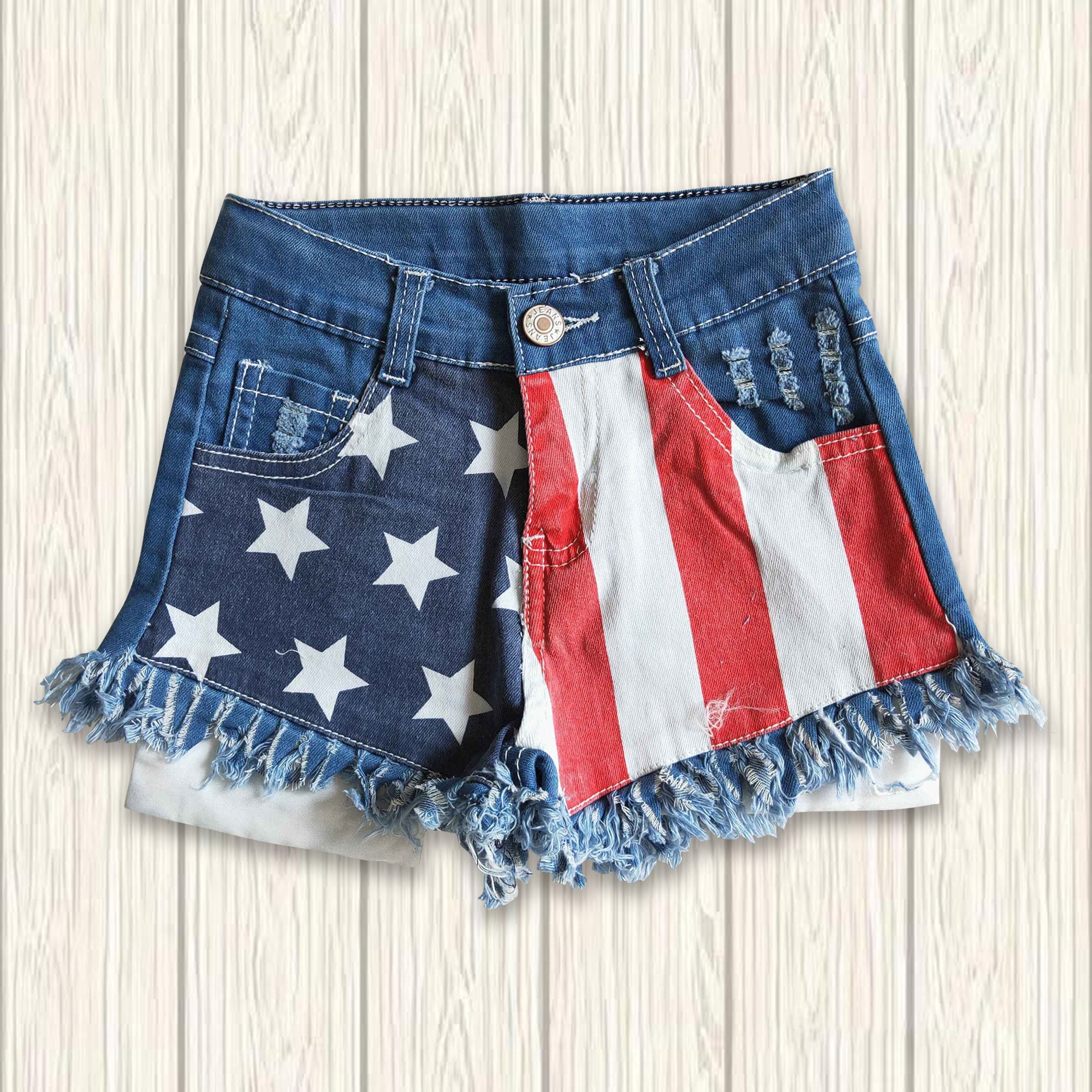 Girls Patriotic Denim Shorts 4th July Jeans Shorts Girl Fourth