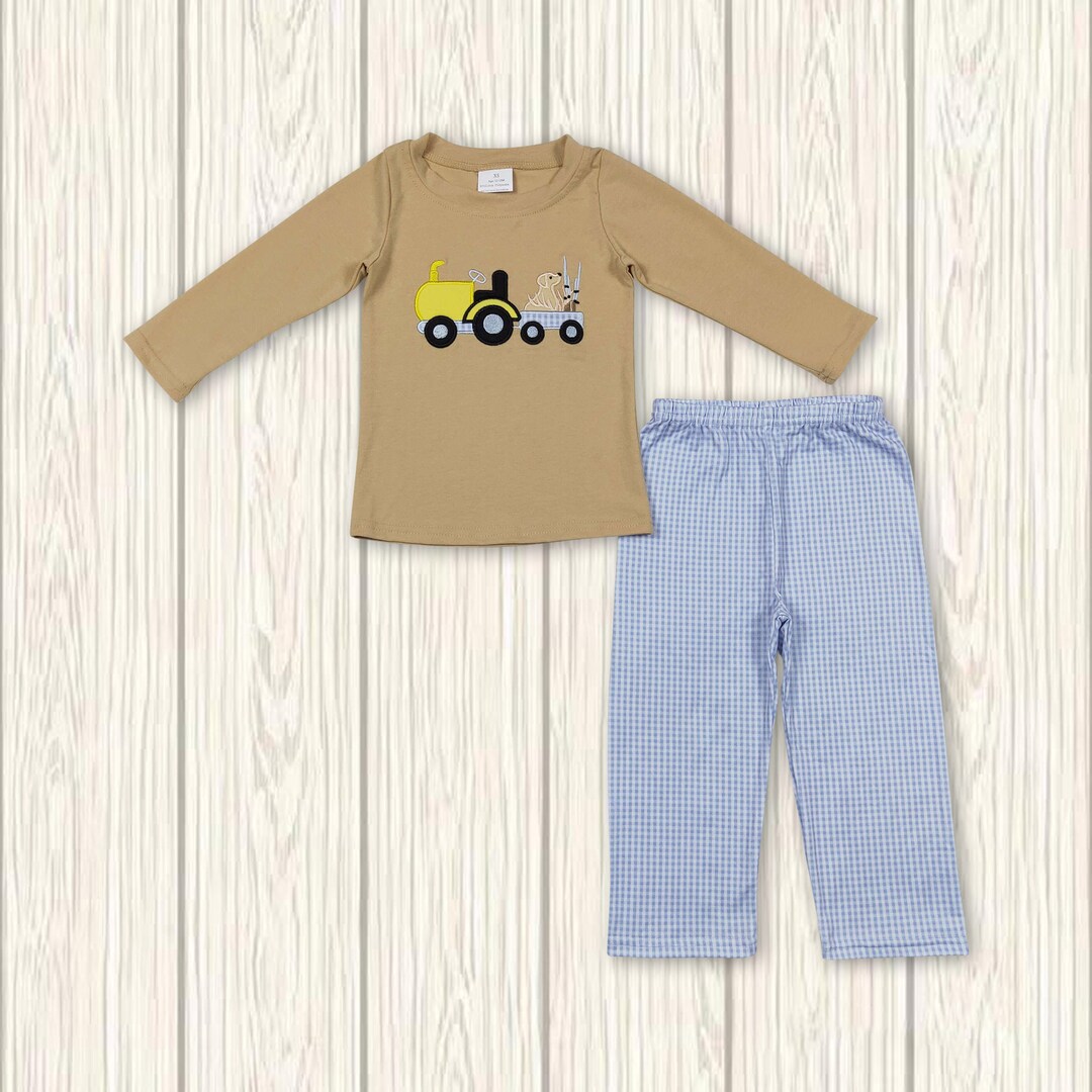 Boy Hunting Outfitbaby Boy Embroidery Hunting Dog Etsy