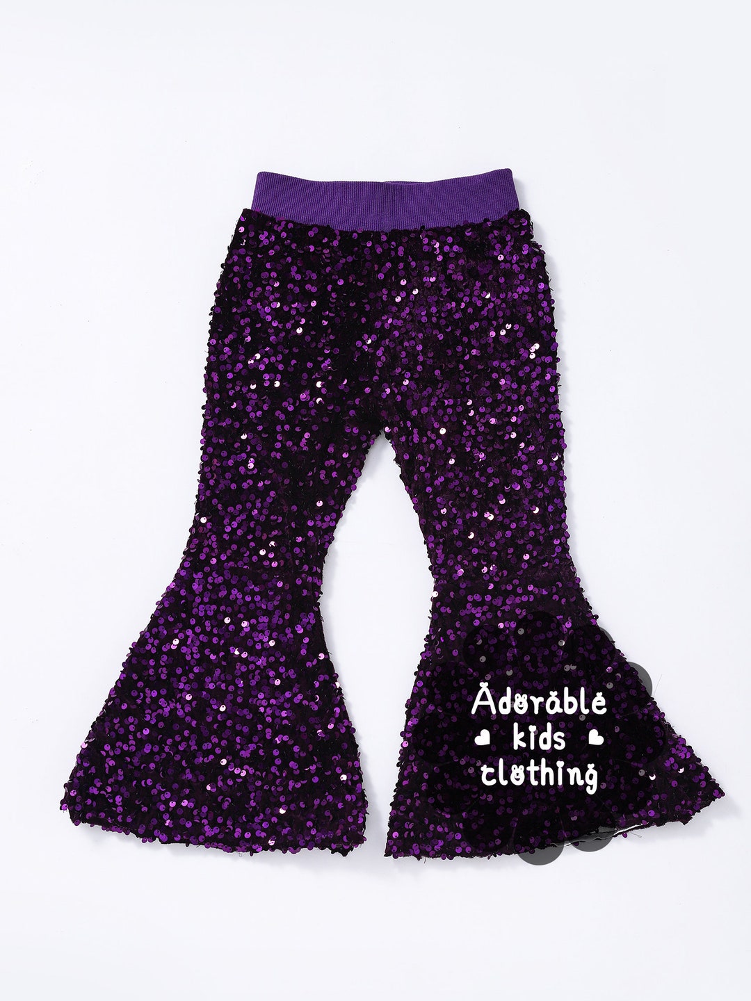 Purple Sequins Pants,maridi Gars Sparking Bell Bottoms,toddler Sequin