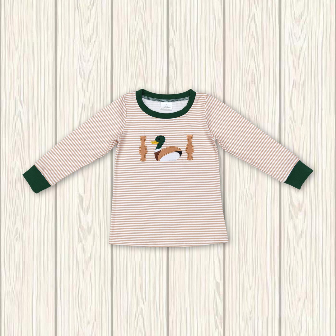Boys Duck Outfit, Duck Hunting Shirt, Boys Embroidered Duck Shirt,duck