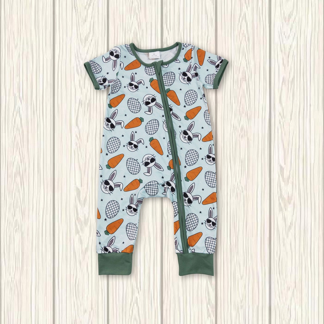 Bitsy Blue Gingham Easter Boy Romper main image 1