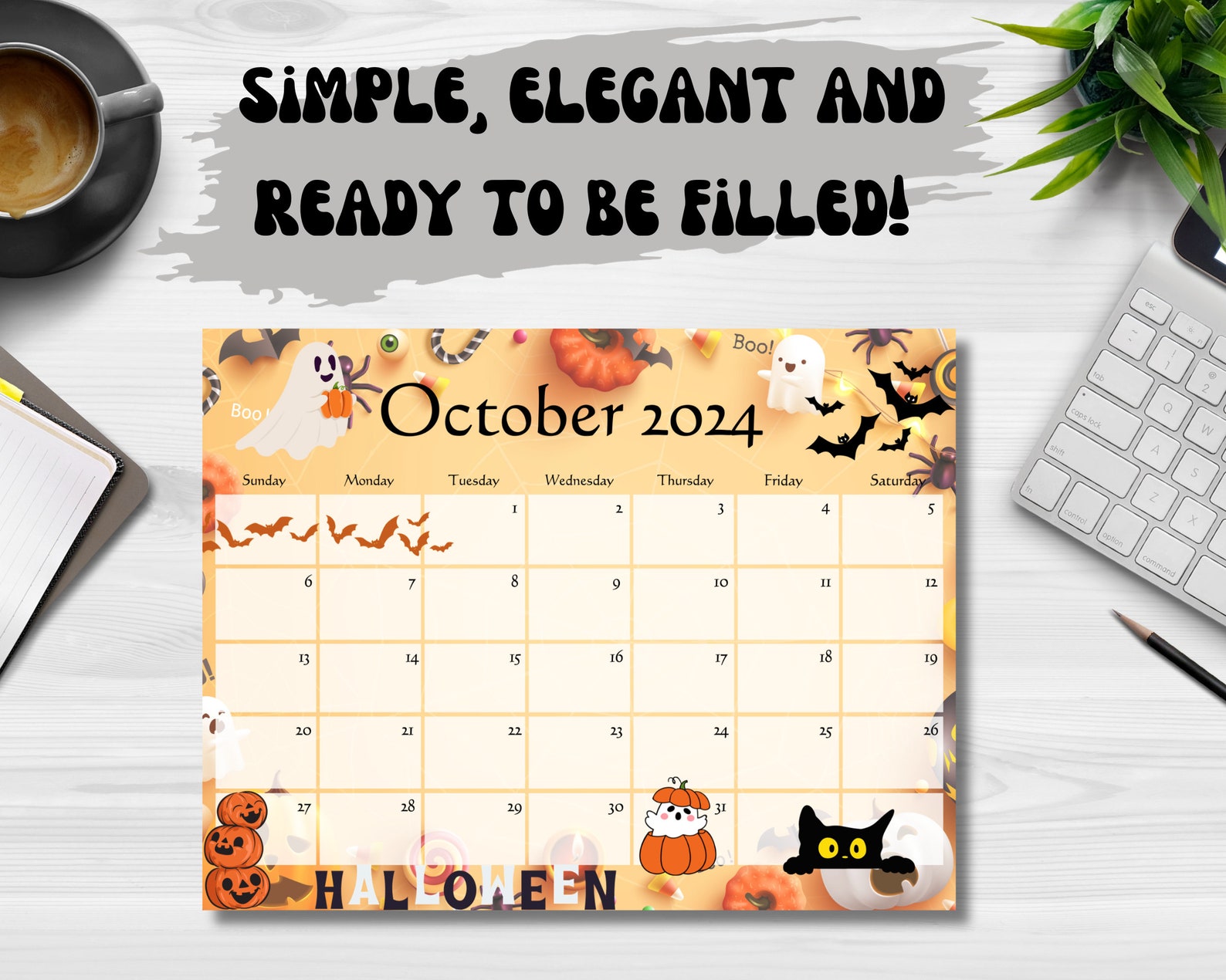 12 Month Calendar, Editable Template, Fillable, Digital Calendar, 2024 ...