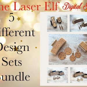 5 verschiedene Haarclips und passende Ohrringe Bundle und SAVE Digitale SVG Laser Datei für Glowforge und andere Laser