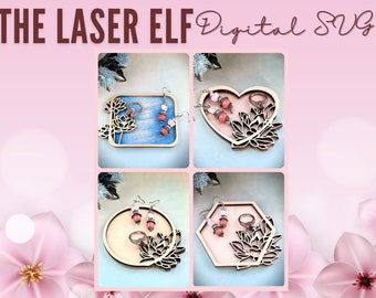 Water Lilly Ring Trinket Dish Digital Laser SVG File set of 4