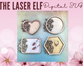 Lilly Ring Trinket Dish Digital Laser SVG File set of 4