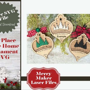 No Place Like Home 2024 Personalizable Christmas Ornament SVG Laser File