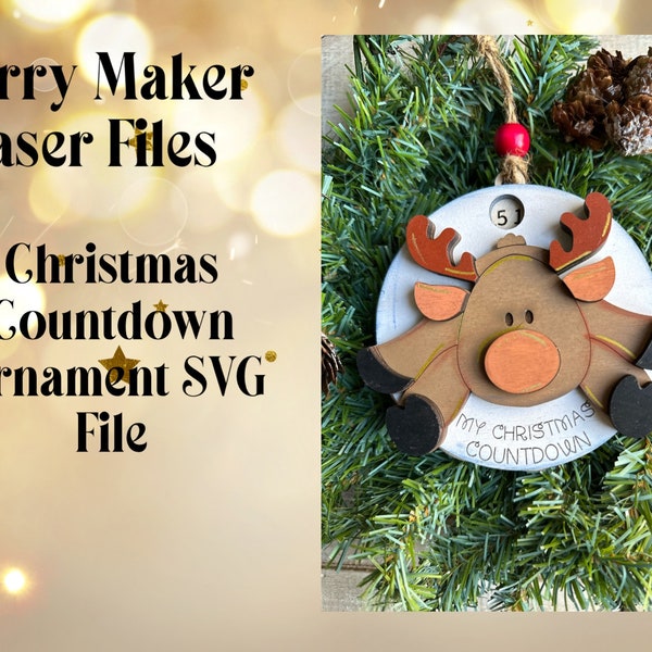 Reindeer Christmas Countdown Ornament Digital SVG Laser File