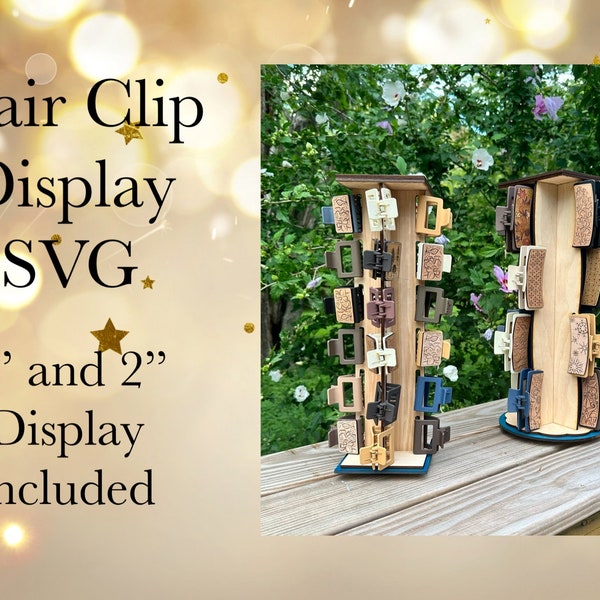 Haarkralle Clip-Display für 2 "und 4" Clip SVG Laser-Datei