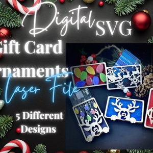 Geschenkkarte Weihnachten Ornamente SVG Glowforge Laser SVG Datei *5 verschiedene Designs*