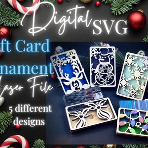 Geschenkkarte Weihnachten Ornamente SVG Glowforge Laser SVG Datei *5 verschiedene Designs*