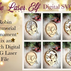 Robin Memorial Christmas Ornament Digitale SVG Laser Datei für Glowforge und andere Laser