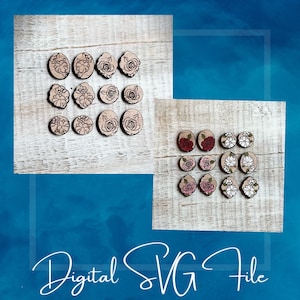 Hand Drawn *Engraved* Floral Earring Stud SVG Glowforge Laser SVG File
