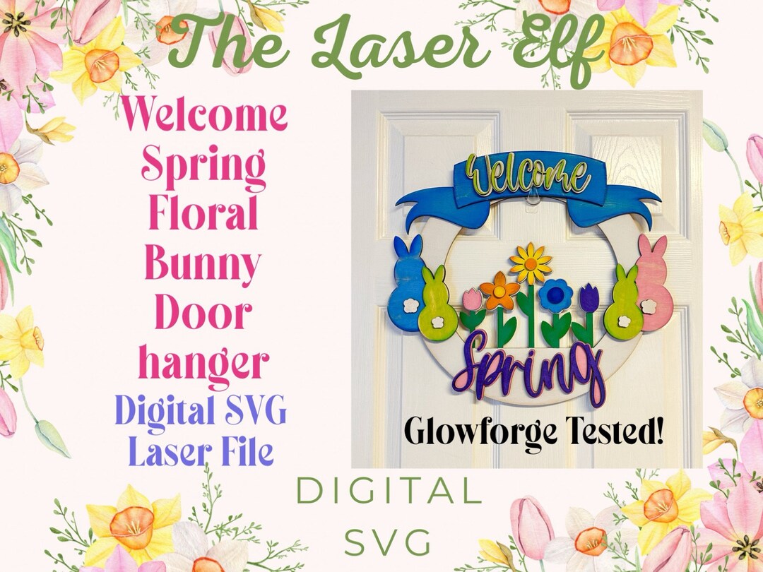 Spring Bunny Door Hanger SVG Laser File - Etsy