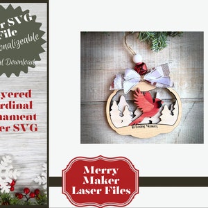 Cardinal Memorial Ornament Laser SVG File