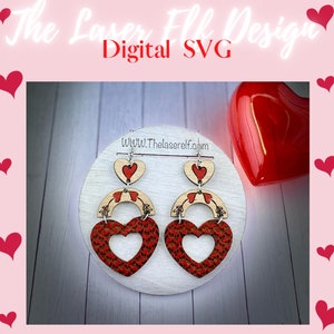 Arch Heart Valentines * ENGRAVE*  Earring SVG Glowforge Laser SVG File