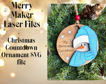 Snowman Christmas Countdown Ornament Laser SVG Digital File