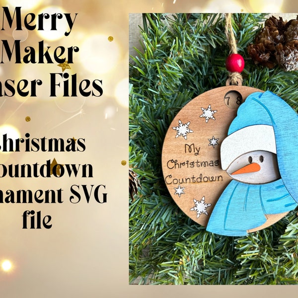 Snowman Christmas Countdown Ornament Laser SVG Digital File