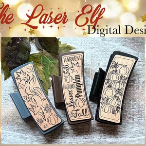 3 Fall Design Engrave Hair Clip Digital SVG Laser File for Glowforge and Other Lasers