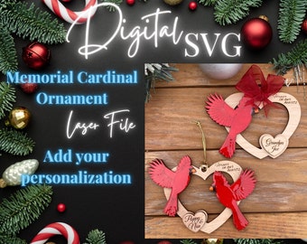 Cardinal Christmas Ornaments SVG Glowforge Laser SVG File One and Two Birds Included